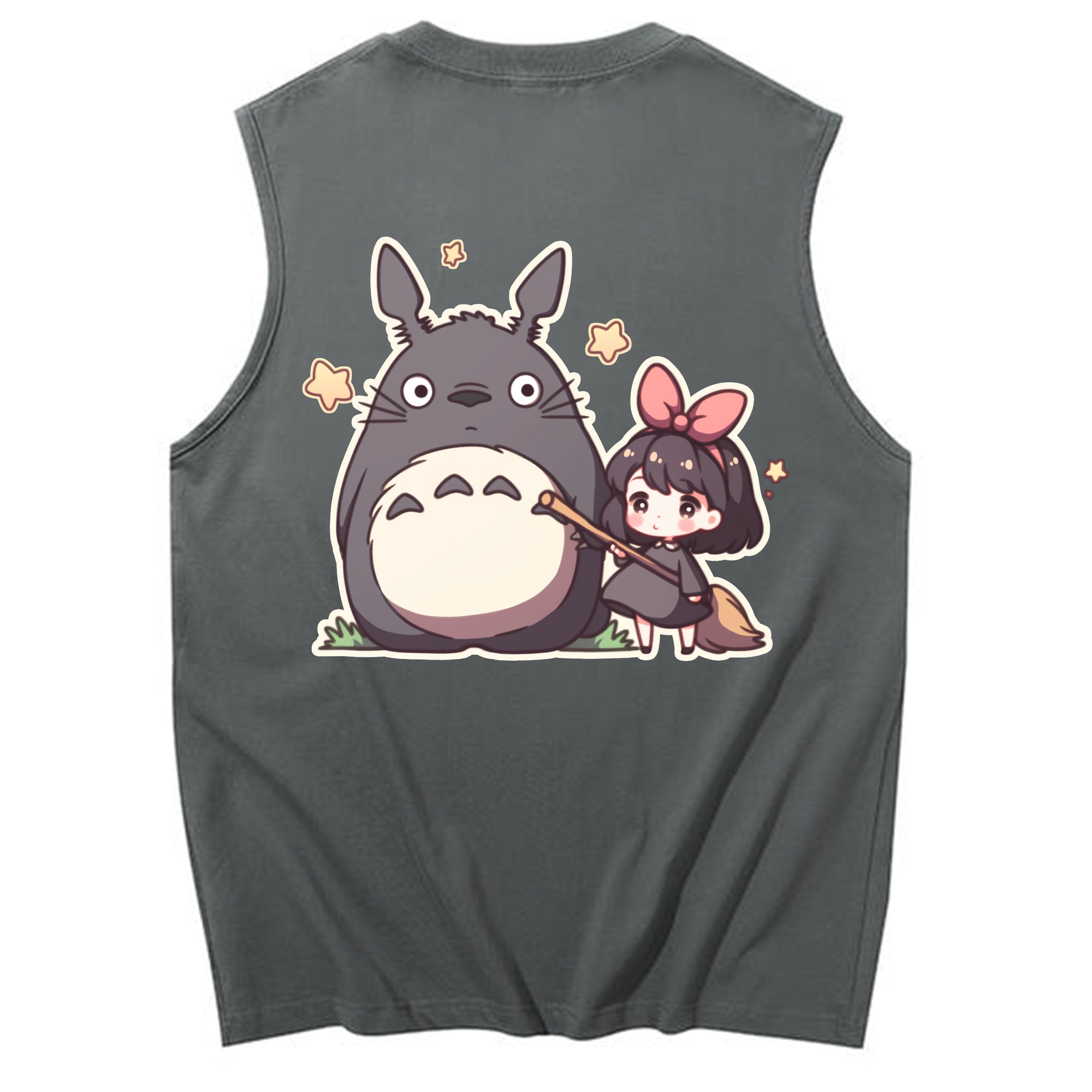 （画像用） となりのトトロ 草壁メイ 草壁サツキ My Neighbor Totoro Satsuki Kusakabe Mei Kusakabe コットン100％タンクトップ（背面プリント）